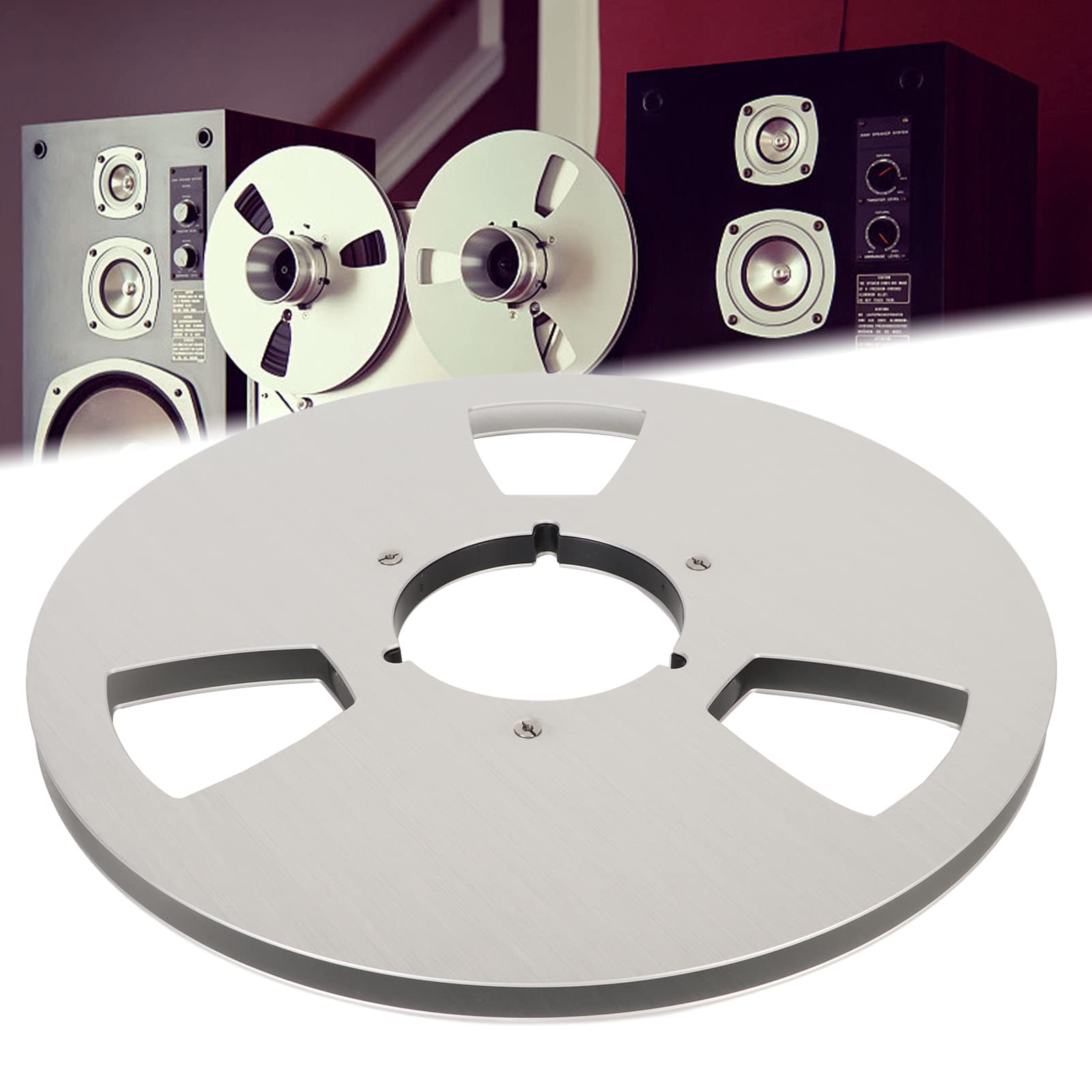 1/4 10 Zoll Leere Bandspule für Roar Reel-to-Reel-Bandspieler, Aluminium 3 Löcher Offene Spule Tonband-Leerspule für NabTEAC Universal-Ersatz (Silber)
