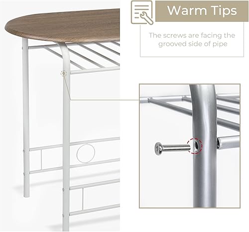 Miniatura 8 de VINGLI Juego de comedor de 3 piezas, juego de mesa de cocina pequeña para 2, juego de mesa de desayuno, mesa de cocina de madera y 2 sillas para