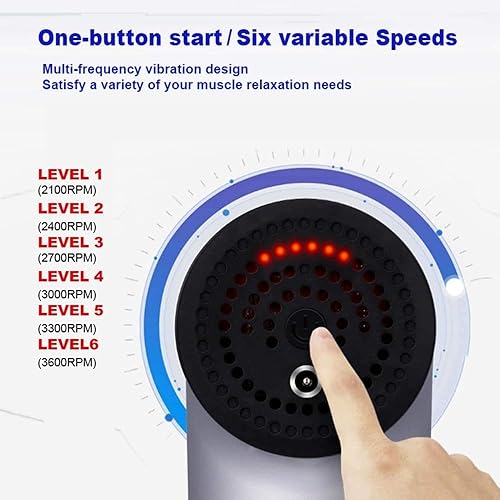 Miniatura 5 de Pistola de masaje de 6 velocidades, masajeador muscular de tejido profundo de mano inalámbrico, dispositivo de percusión recargable súper silencioso