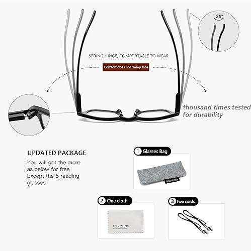 Miniatura 4 de GIGIMUNA Gafas de lectura con filtro de luz azul y bisagra de resorte para mujeres y hombres, 2.5, regalo para marido, esposa, mamá y papá, lectores