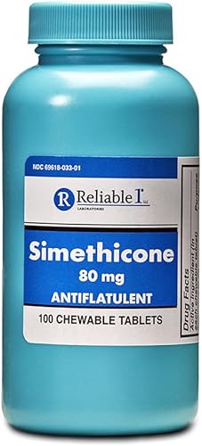 Reliable 1 Simeticona 80mg Anti-Gas 100 Tabletas de Menta (1 Botella)