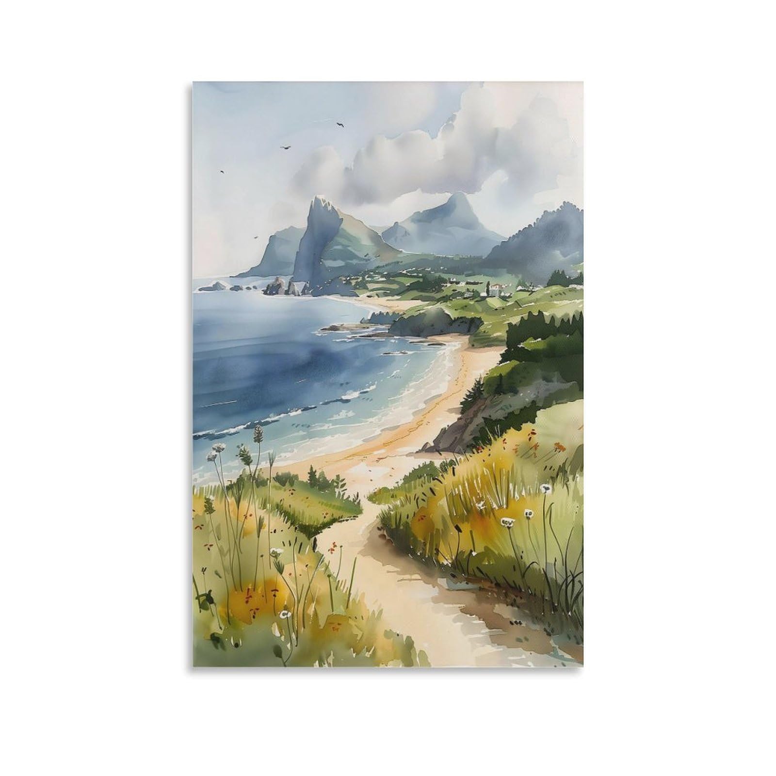 Amazon.com: ZJLAMZ Watercolor Painting Azores Wall Art Portugal