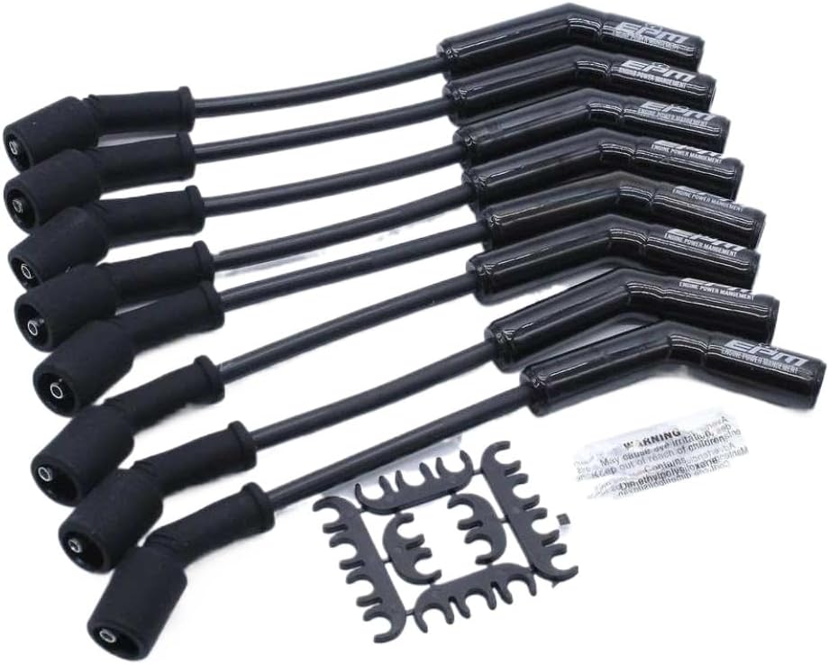 Performance Spark Plug Wire Set 500 Ohms Per Ft Ceramic Black 8mm 135 Degree 9070CK Extreme 9000 Compatible With 05 11 GM LS