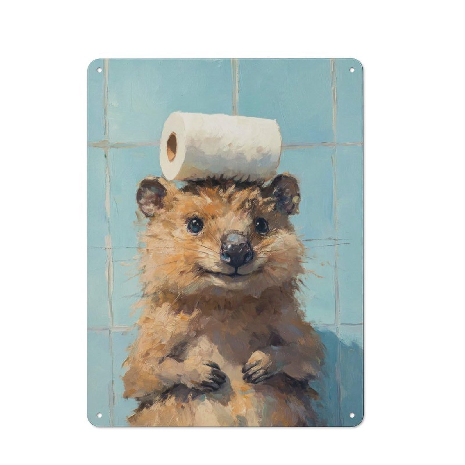 Junmoney Quokka With Toilet Paper Vintage Tin Sign 40X30cm With For Man Cave Or Games Room, For Games Room Collectors