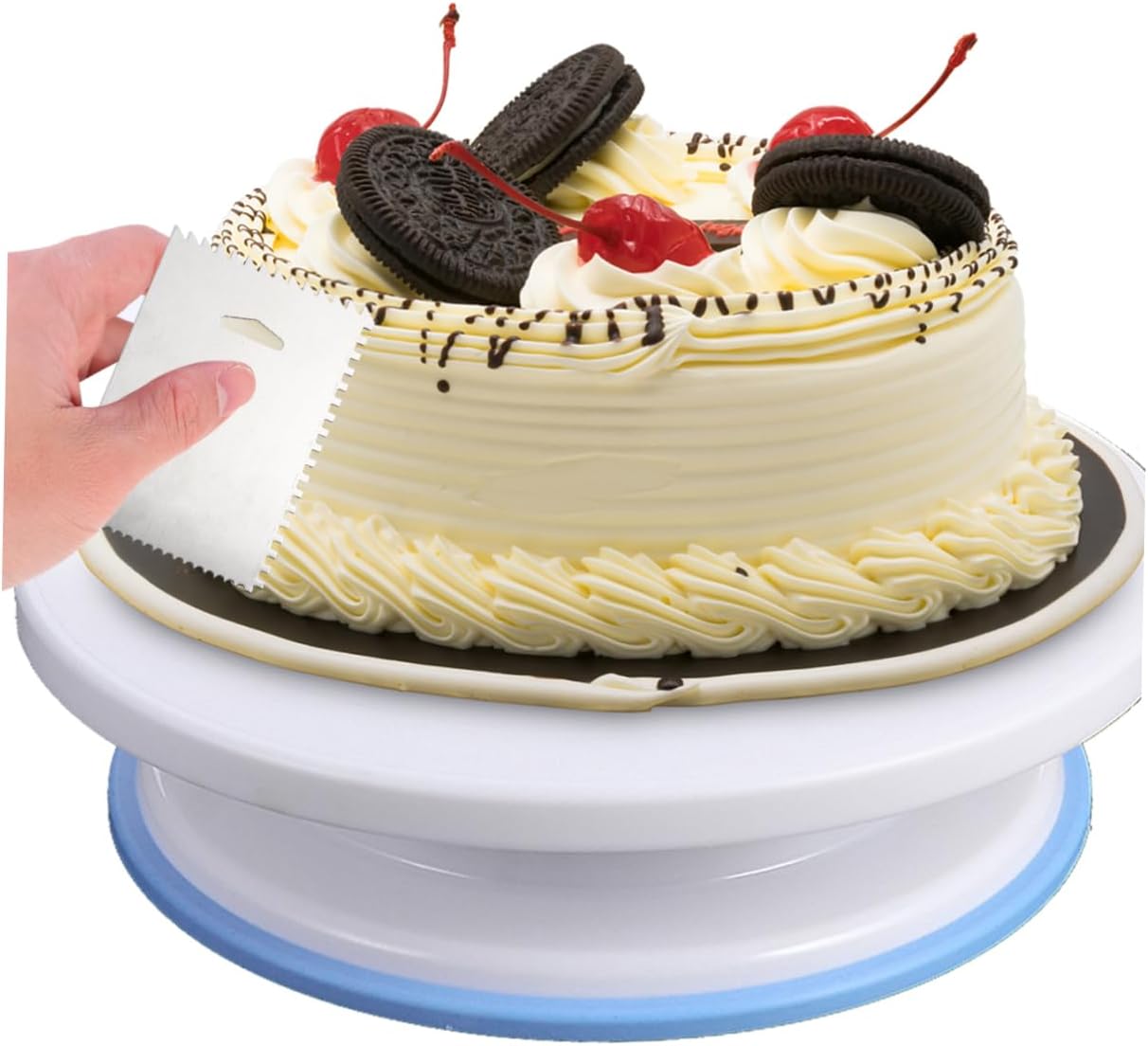 Unomor 7pcs Cake Decorating Set Revolving Turntable Scrapers and Plastic Spatulas for Easy Icing and Cake Decoration Tools