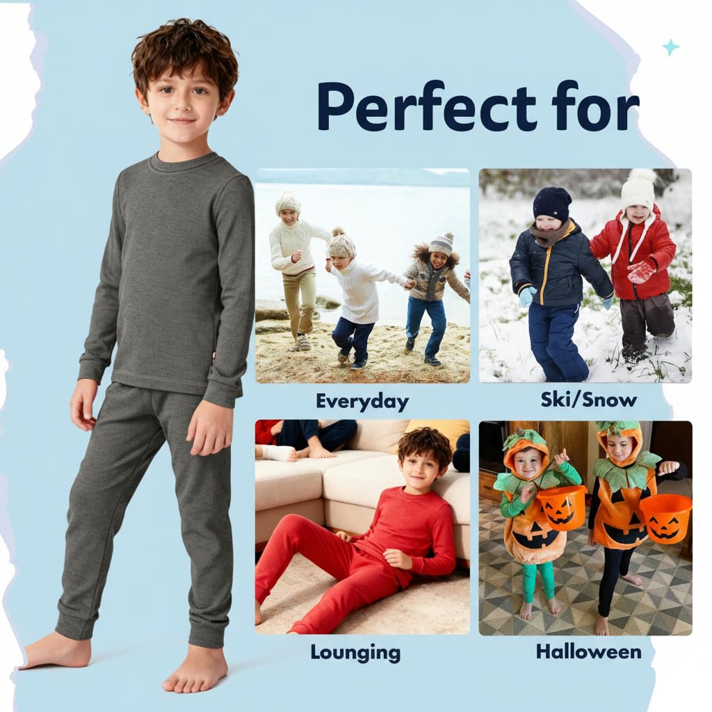 City Threads Thermounterwäsche-Set für Jungen, lange Unterhose, weiche atmungsaktive Baumwoll-Basisschicht – hergestellt in den USA