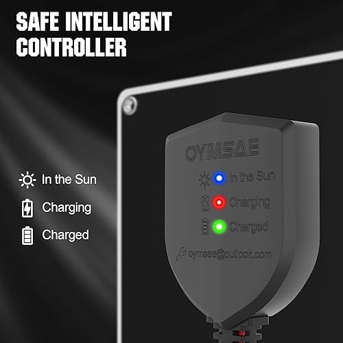 Miniatura 8 de OYMSAE Cargador de batería solar de 12 V, mantenedor de batería solar impermeable de 5 W, cargador de panel solar portátil con controlador mejorado