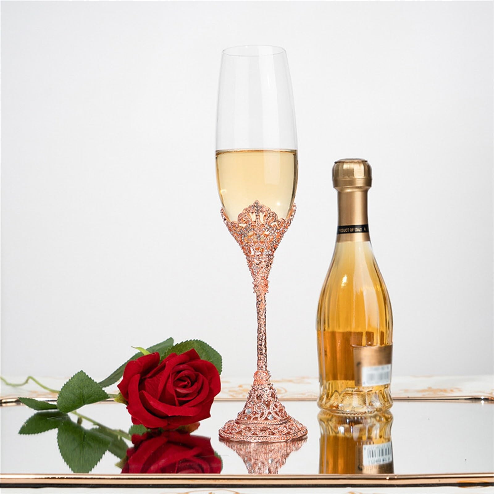 Bicchiere da champagne con bordo in cristallo