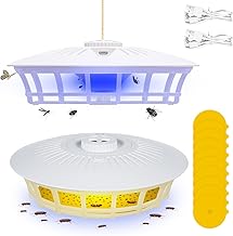 2 Pack Flea Trap Light for Indoor & Outdoor Use - Includes 10 Sticky Refill Discs, 4 Light Modes - Effective Electric Flea Sticky Trap, Fly, Moth, and Bed Bug Catcher for Carpet, Home