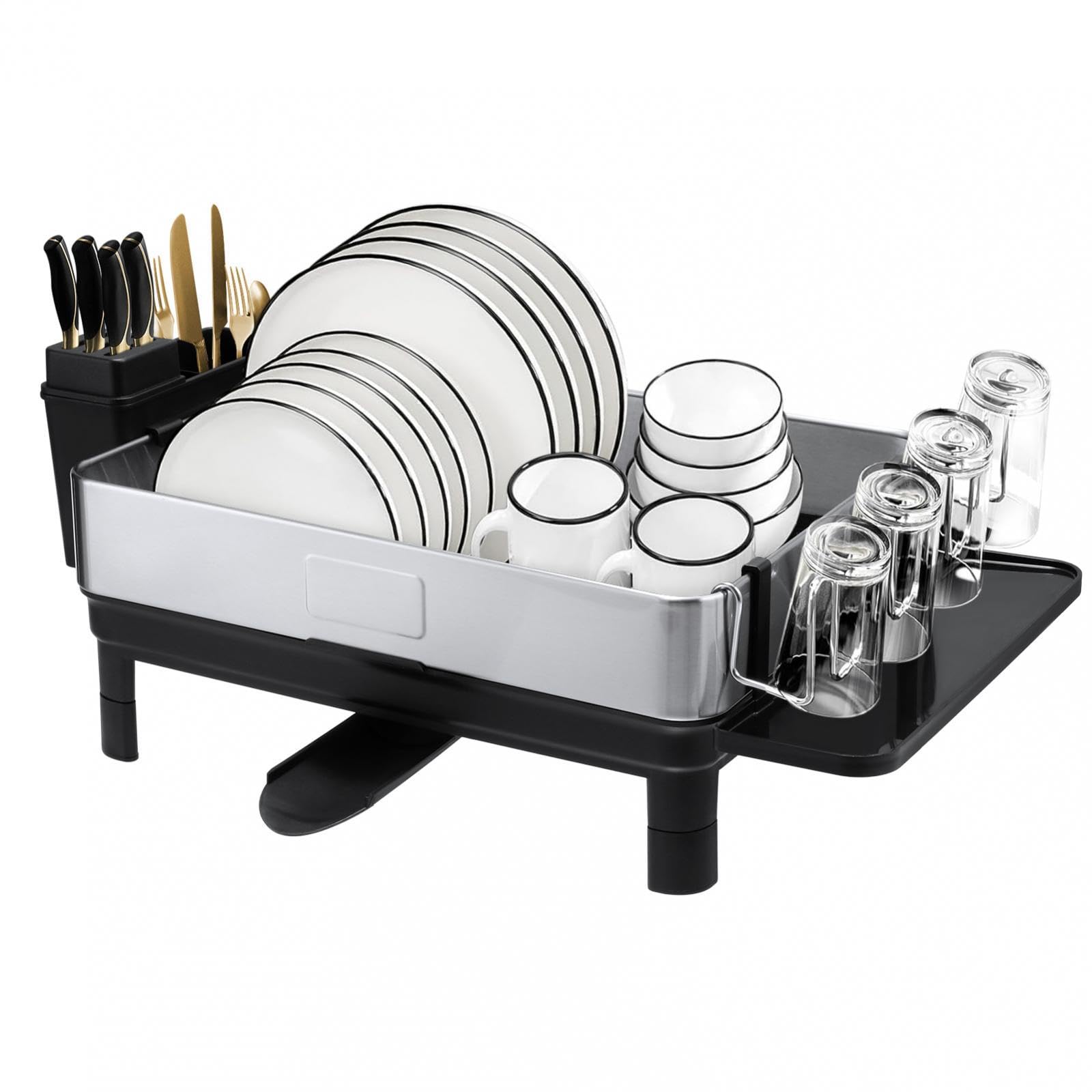 Escurridor de Platos, Soporte para Tazas, Estante Metálico para Fregadero de Cocina, Ideal para El Hogar, Restaurantes Y