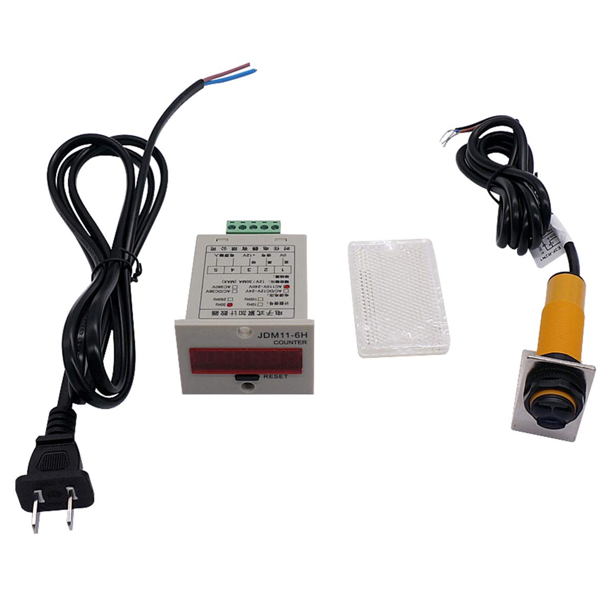 TWTADE/Infrared Wireless Visitor Counter 110-220VAC LED Auto Display Digital Counter 0-999999 6 Digits Count Mall People Flow + Photoelectric Switch Sensor Distance 2m NPN NO + Reflector + Holder