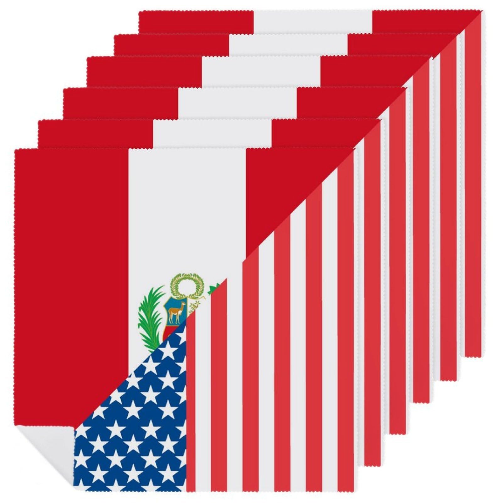 Servilletas textiles de fiesta con banderas de Estados Unidos y Perú para bodas de gala