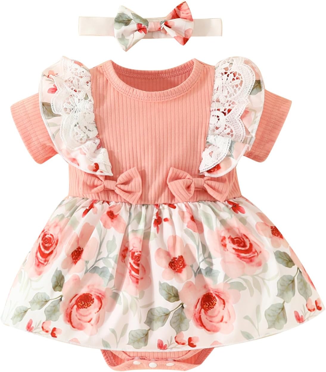 Baby Girl Clothes Daddys Little Sister Cute Bodysuit Newborn First Birthday Summer Outfits Coming Home Photography Clothing Toddler Dress Infant Ruffle Romper With Headband For 18 & 0-3 & 12 Month