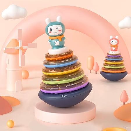 Amazon Tumama Roly Poly Stacking Rings リングを重ねて遊ぶ 赤ちゃん おもちゃ 新生児 クリスマスツリーの形とクリスマス音楽 はめこみ 形合わせ おもちゃ