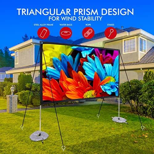 Pyle Projector Screen With Stand - 120" 16:9 Hd 4K Portable Lightweight Freestanding Foldable Indoor Outdoor Movie Projection Display With Frame For Home Theater #TOP5