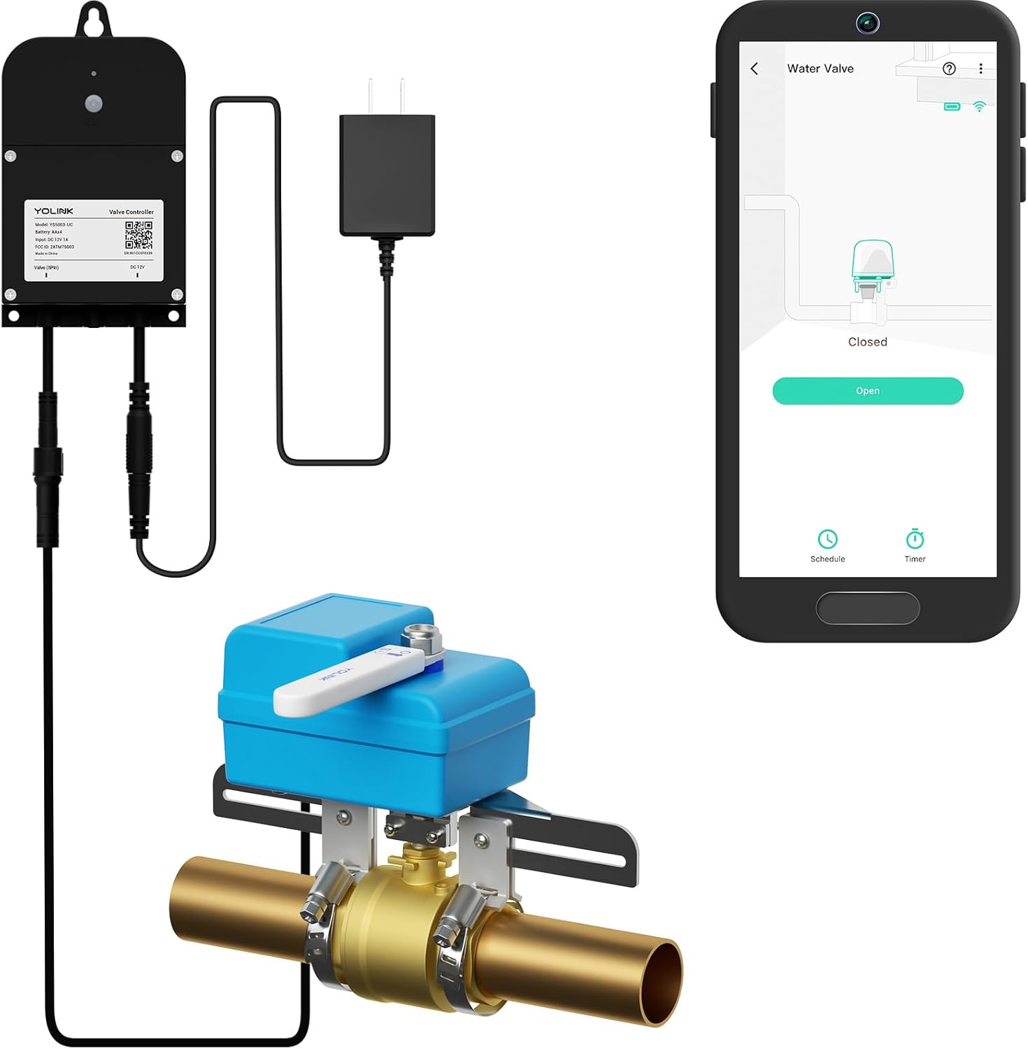 YoLink Smart Water Valve Controller, with Valve Operator, Easy No-Plumber DIY Installation, Remote Control, Compatible with Alexa/Google Assistant, IFTTT – YoLink Hub Required