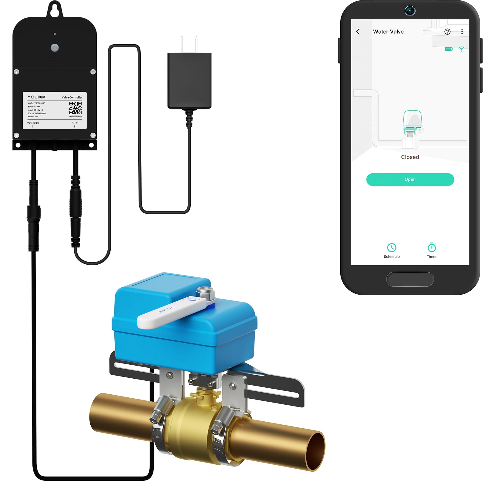 YoLink Smart Water Valve Controller, with Valve Operator, Easy No-Plumber DIY Installation, Remote Control, Compatible with Alexa/Google Assistant, IFTTT - YoLink Hub Required