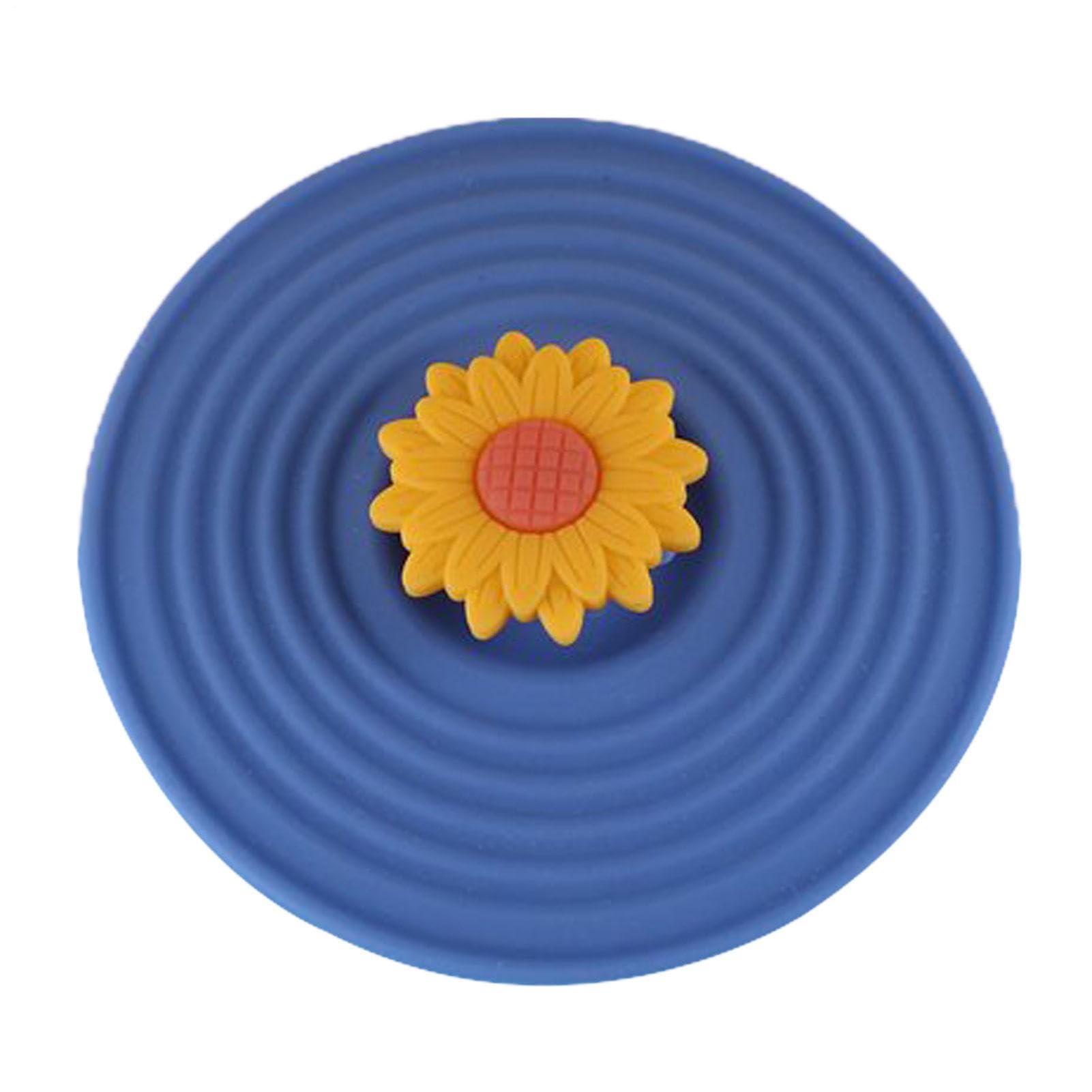 Dirfuny 4 Dustproof Silicone Cup Lid Sunflower Cup Lid Airtight Caps Drinking Cup Lids For Hot And Cold Drinks