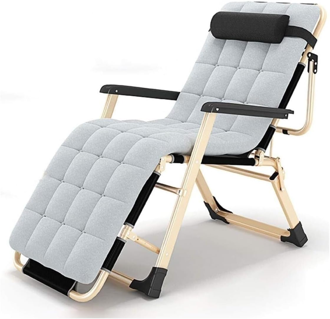 Reclining Patio Chair for Lawn Backyard Recliner Office Garden Relaxer Chair Adjustable Backrest Folding Ergonomically Designed Zero Gravity Chairs Reclining Lounge Chair(A)
