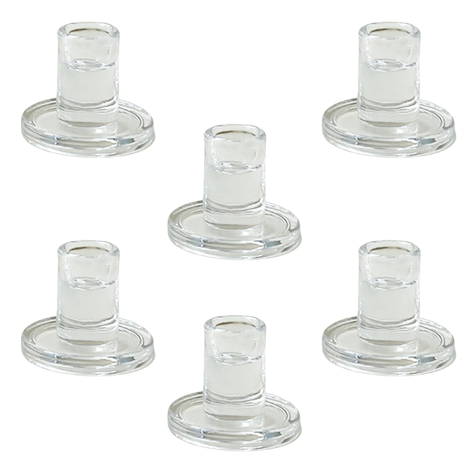 Portacandele In Vetro Trasparente Set 6 Pezzi | Per Candele Lunghe, Diametro 2,4 Cm | Centrotavola Per Matrimoni, Feste, Natale