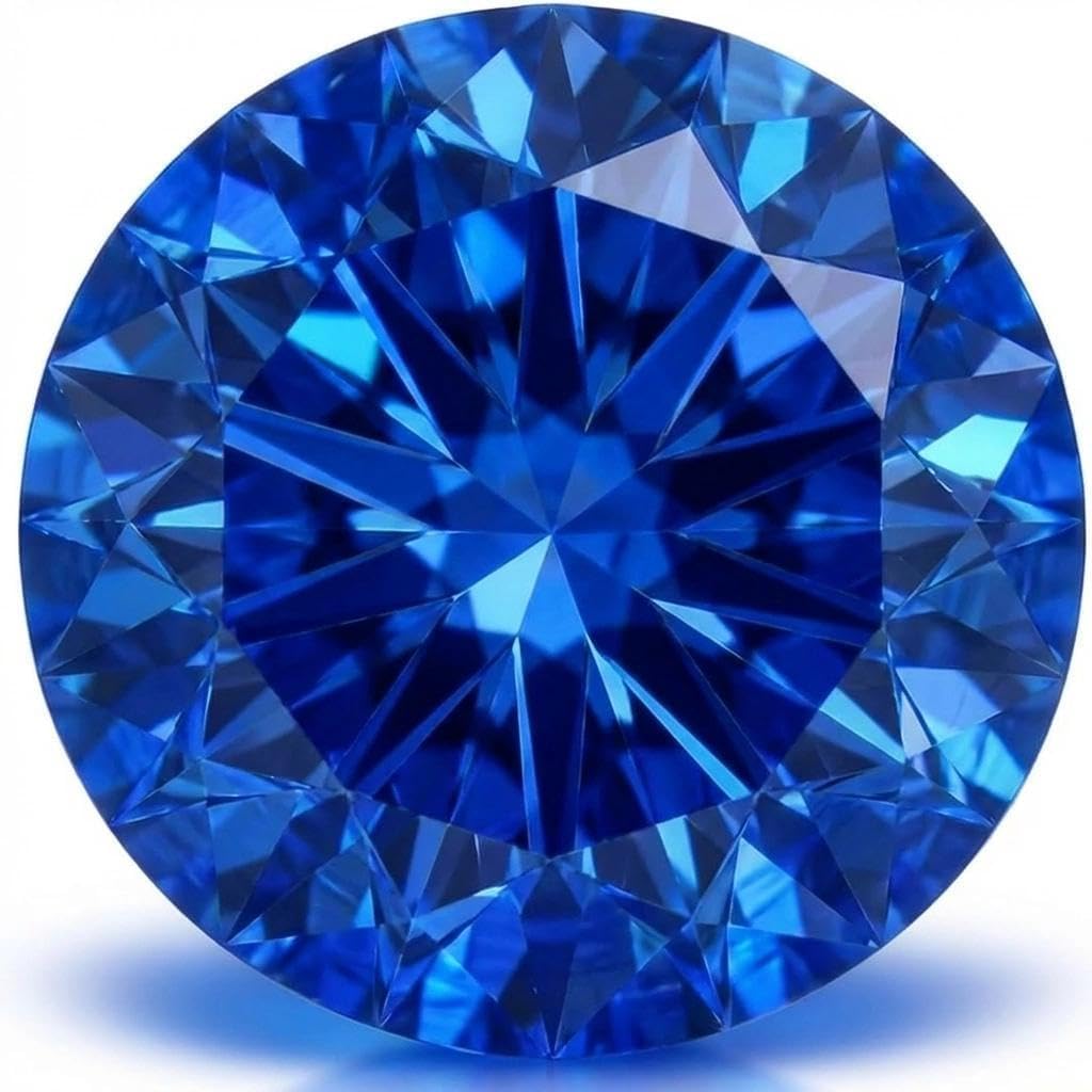 0,5–4 Karat Saphir Loser Edelstein, Rundschliff, Laborgezüchteter Blauer Korund, VVS Klarheit, für Ring, Anhänger, Ohrringe, Schmuckherstellung und Geschenk