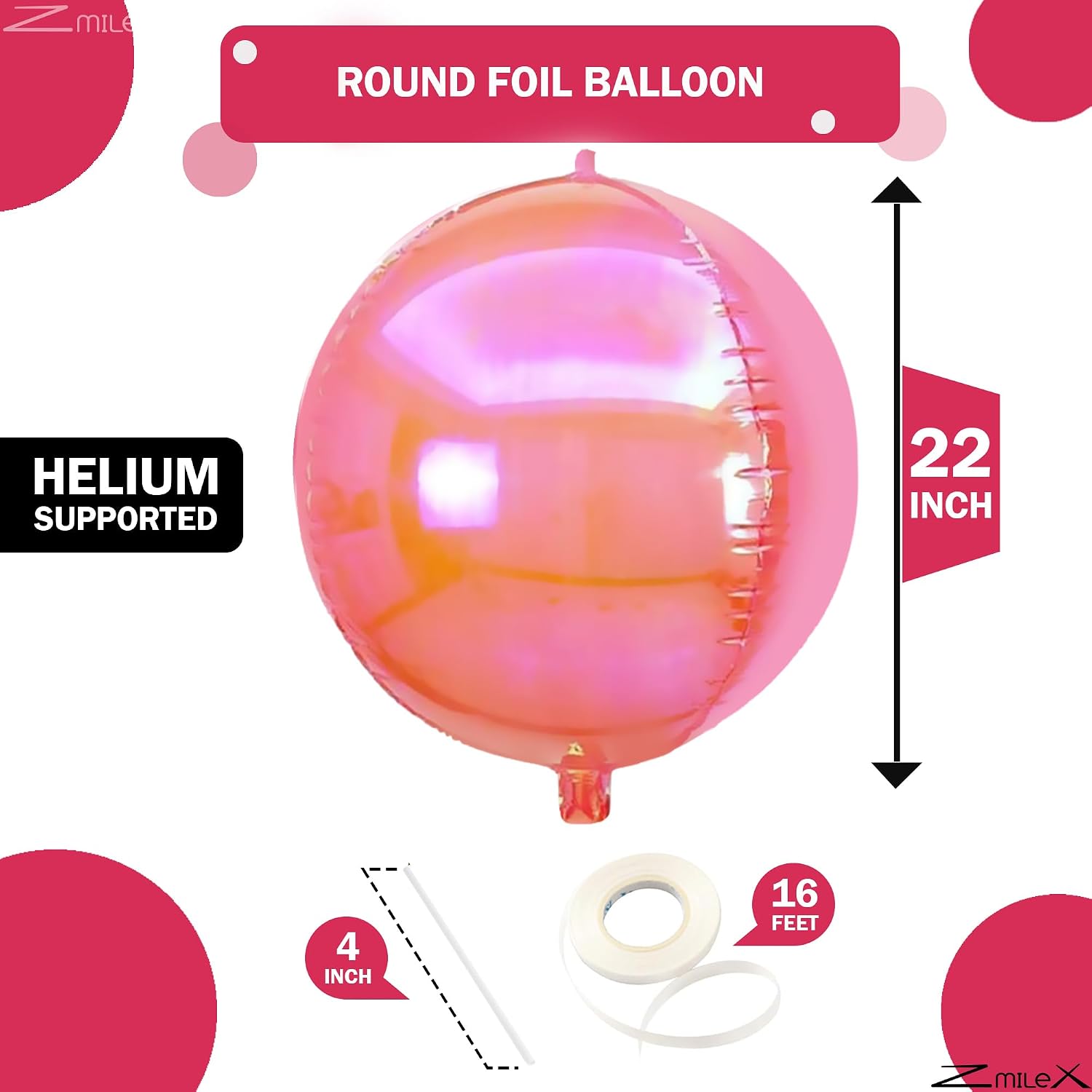 Light Pink Balloons - 22 Inch | Pack of 6, Light Pink Foil Balloons for Pink Birthday Decorations | Iridescent Pink Mylar Balloon for Party Decorations, Baby Shower Decorations image 2