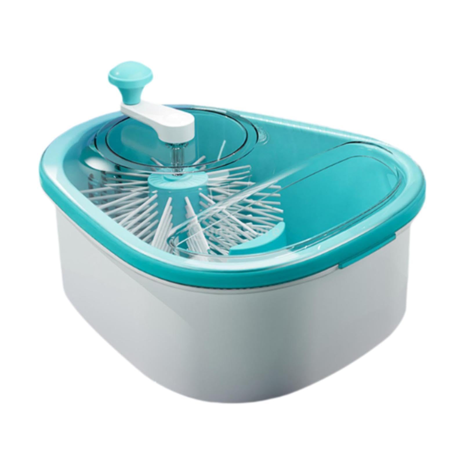 LOVIVER Waschkorb Frucht Waschmaschine Scrubber, Küchengeräte, groß, ohne nasse Hände, Kurbel Design Fruchtkolander multifunktional, Blau