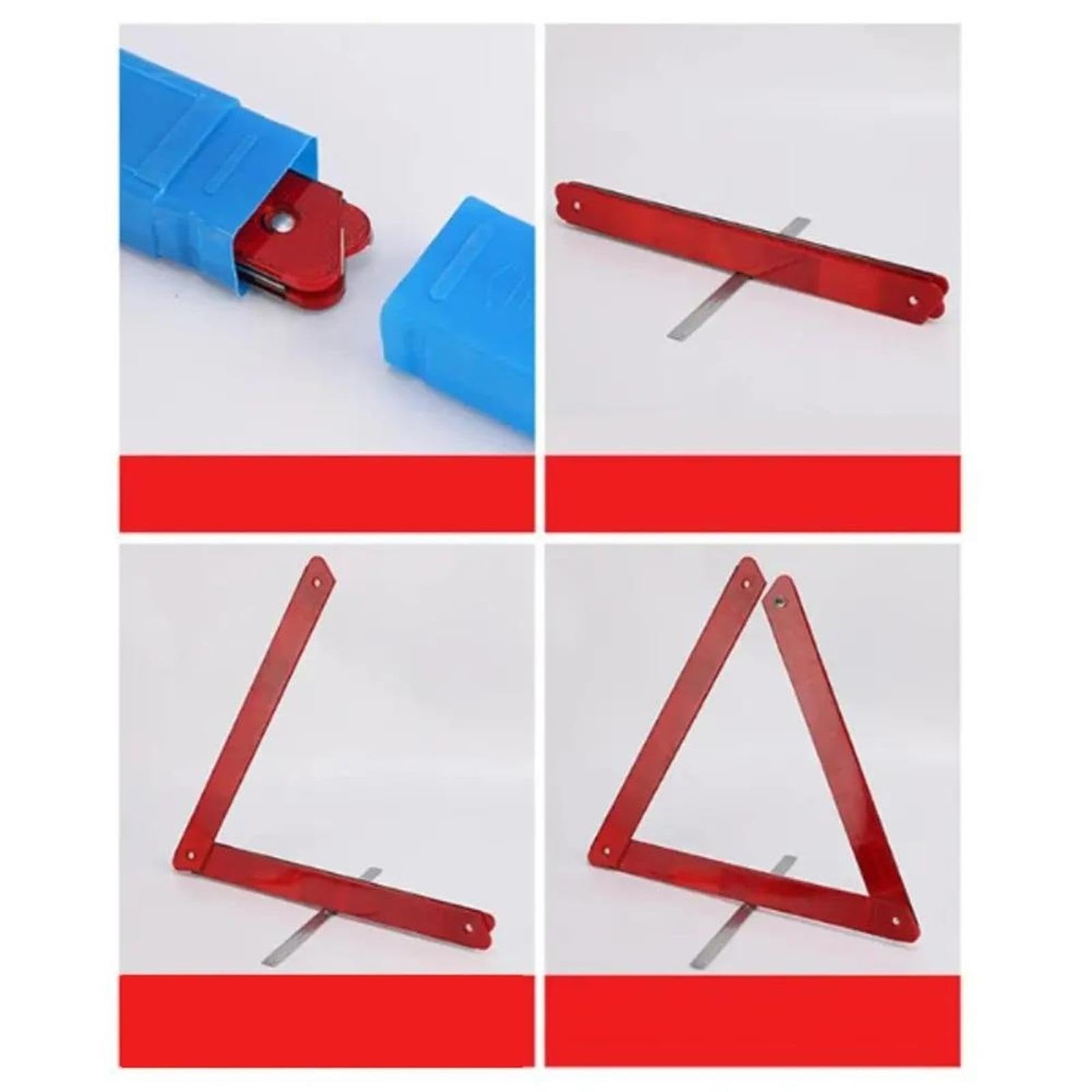 Notfall reflektierende Dreiecke Zeichen Reflektierendes Notfall-Warndreieck mit Metallhalterung, gefaltetes Schild, 2-teiliges Set