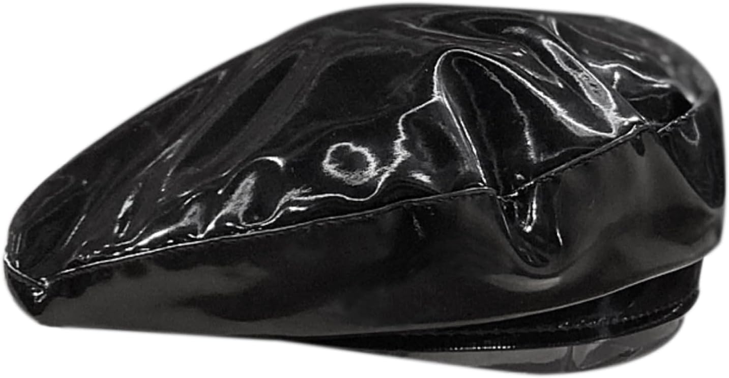 Women's Classic PU Leather French Beret Hat Retro Beanie Hat Artist Beret Cap Adjustable Painter Pumpkin Cap