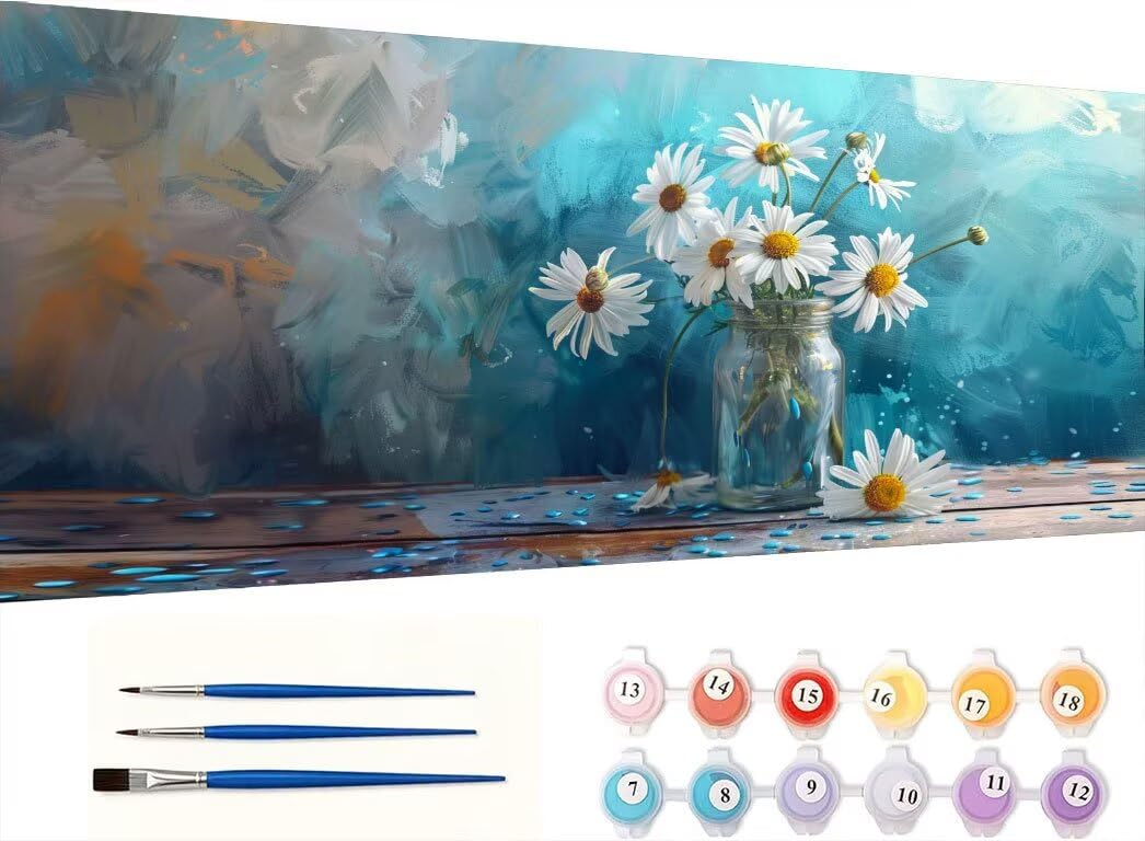 Pintar por Numeros Adultos, JarróN De Margaritas, 70x90cm 7JGWX-71