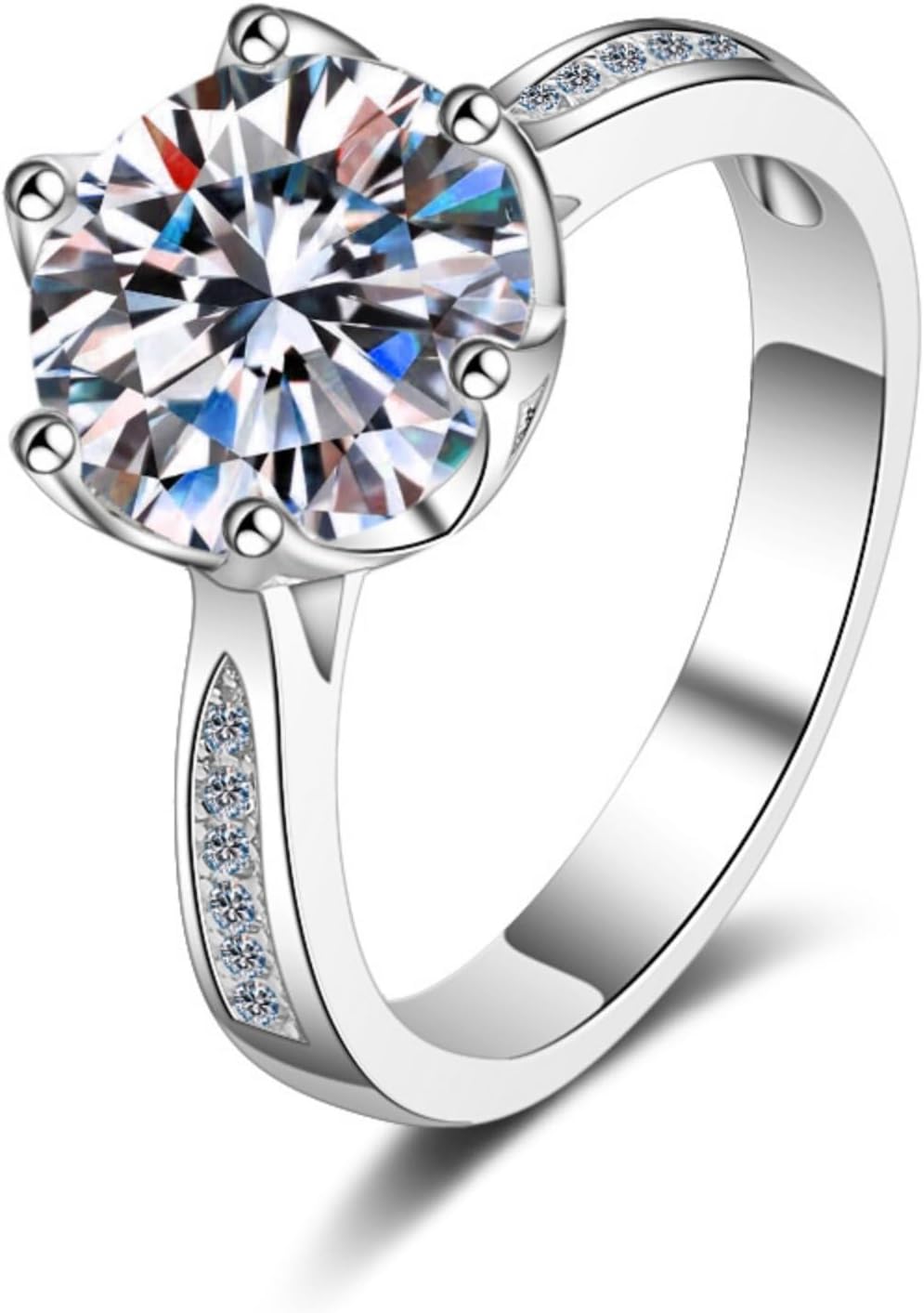 Personalized 14K Gold Diamond Engagement Rings for Women,3 Carat 6-Prong Solitaire, Custom Engraved Name Ring D-Color VVS1 Clarity, Ideal for Anniversary and Wedding