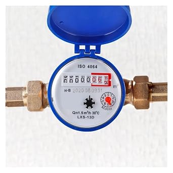 Flow Control Meter, Smart Water Meter Digital Display Pointer Flow Measuring Instruments Home Measuring Tools with Copper Fittings for Liquids Measuring
