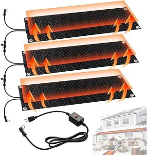 Heated Snow Melting Mats Outdoor for Ice Dams, 3 in/h Speed and Pad, Waterproof Mat for Walkways, Backyards, Roof(Black-3 Pcs,12x36in)