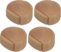 Floor Door Stoppers – Wooden Adhesive Floor Door Stop, Ideal Parquet (Natural Beech) – Discreet and Elegant Door Stopper – Pack of 4