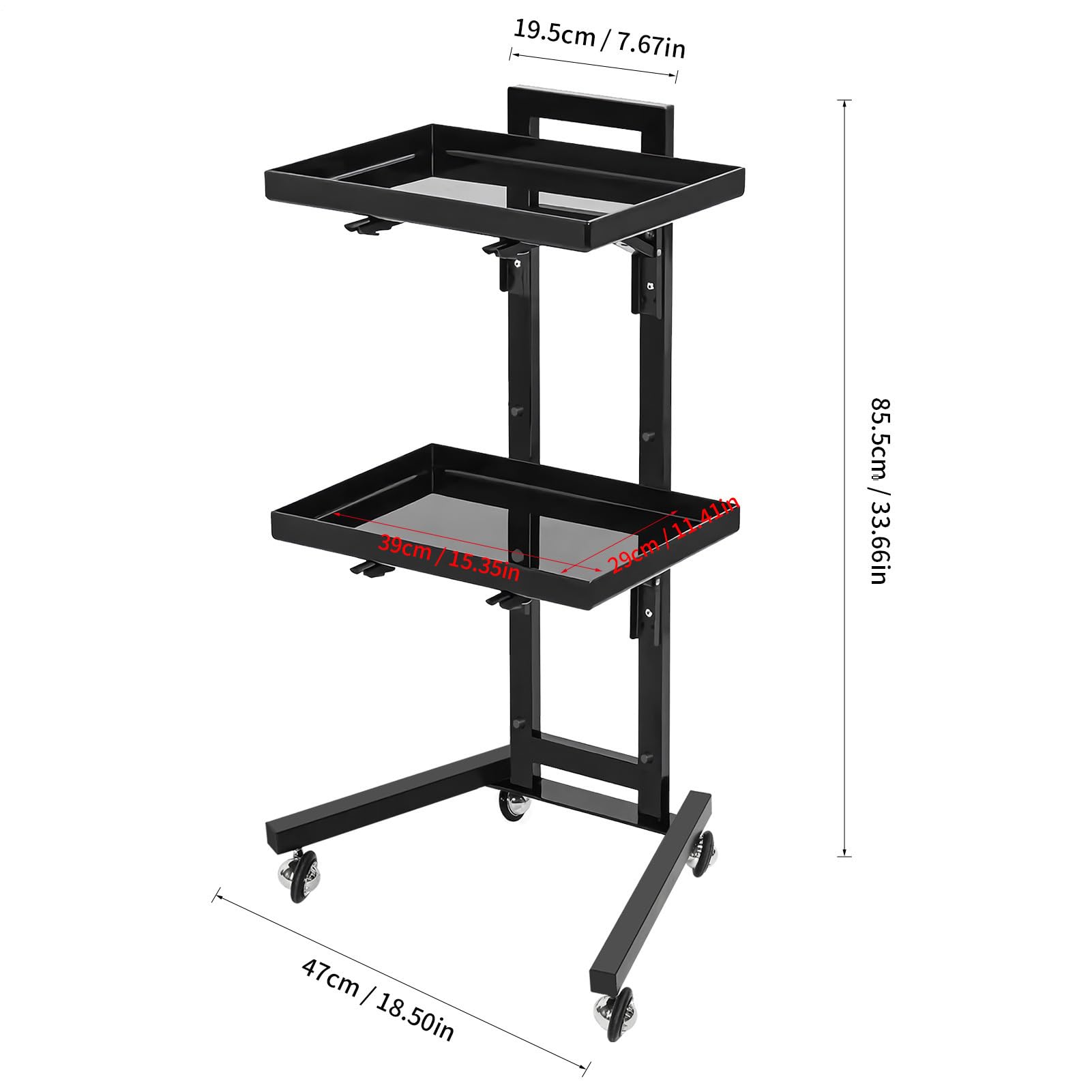 Wózek Salonowy Organizer ze Stali Nierdzewnej z Tacą do Przechowywania | Wózek na Kołach do Użytku Fryzjerskiego Na Akcesoria Fryzjerskie Biżuteria I Kosmetyki