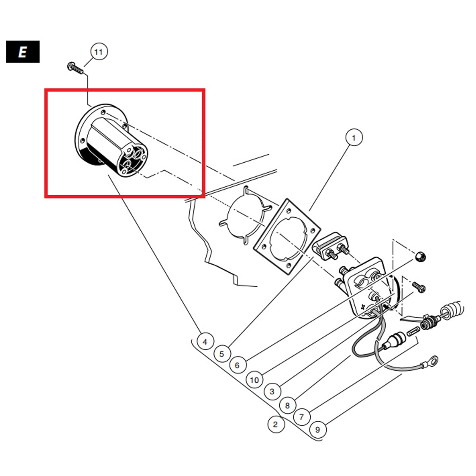 Presa Di Ricarica Con Fusibile Per Club Car DS, 101802101, 48 Volt, Powerdrive, Sostituzione OEM
