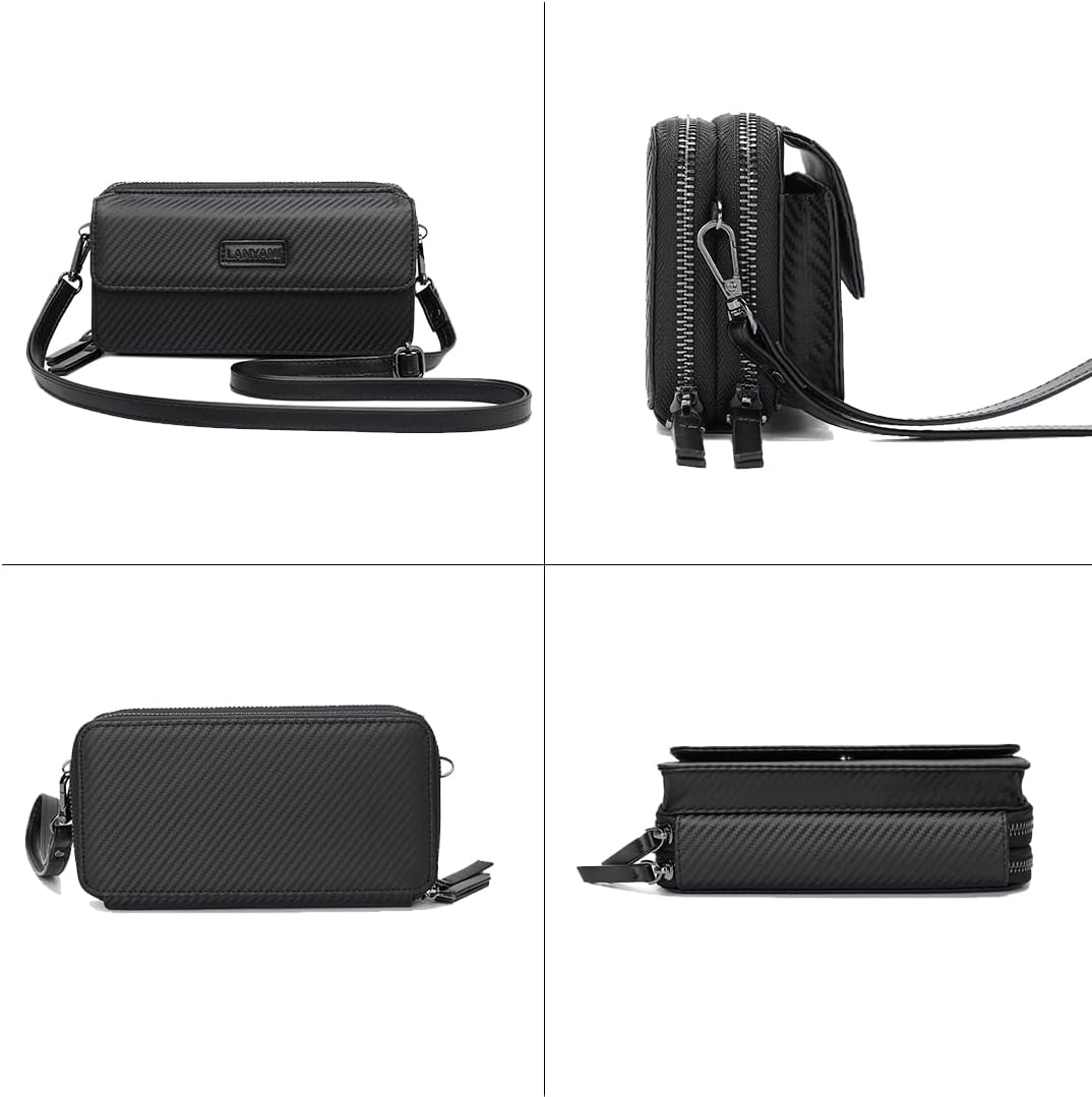 Lanyani RFID Crossbody Wallet Wristlet Purse with Phone Pocket For Women Vegan Leather
