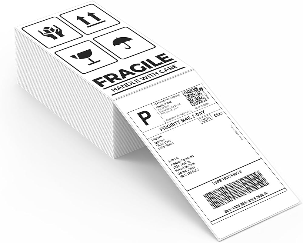 MUNBYN 3x5 Thermal Labels, 500 Sheets/1 Stcak, White