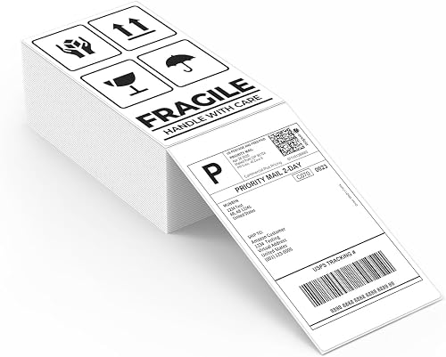 MUNBYN 3x5 Inch Thermal Shipping Labels, Fanfold Thermal Printer Labels, Multipurpose Labels for Small Businesses, 3x5 Labels White for Shipping Packages