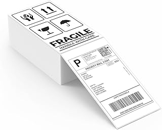 MUNBYN 3x5 Inch Thermal Shipping Labels, Multipurpose Fanfold Thermal Printer Labels for Small Businesses, Shipping Packages, 500 Sheets/1 Roll