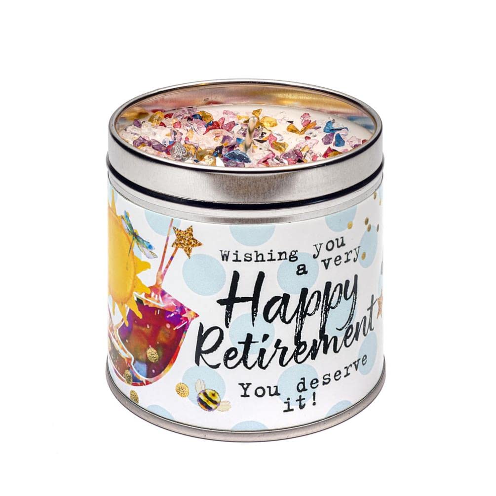 Best Kept Secrets White Happy Retirement Tin Candle