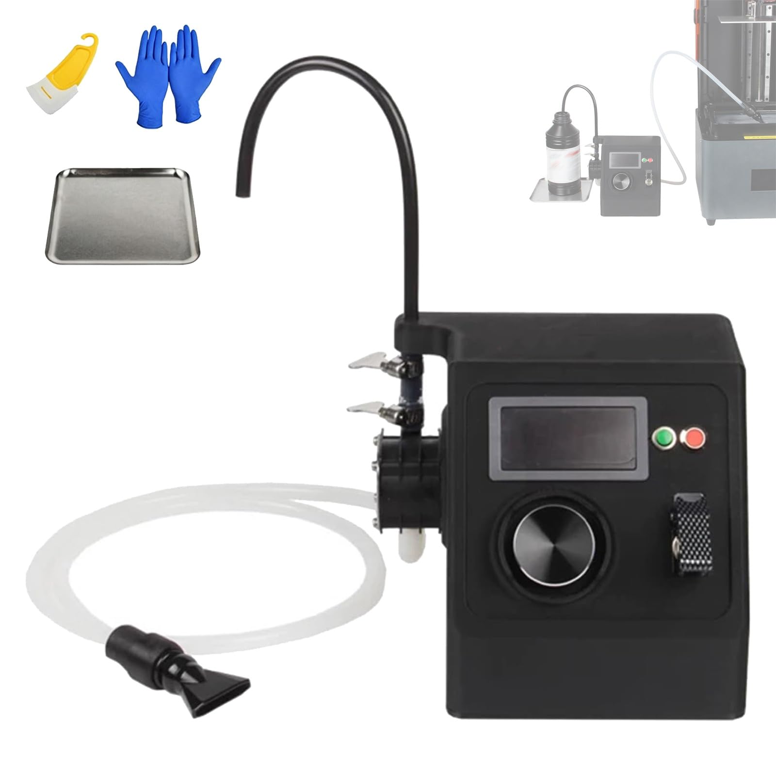 Bomba de transferencia para reciclaje de resina de impresora 3D, unidad de recuperación de resina fotosensible con filtración de alto flujo y succión estable, ajuste de velocidad y filtro
