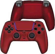 eXtremeRate Luna Redesigned Scarlet Red Soft Touch Front Shell Touchpad Compatible with ps5 Controller BDM-010 BDM-020 BDM-030, Replacement Bottom Shell Back Cover Compatible with ps5 Controller