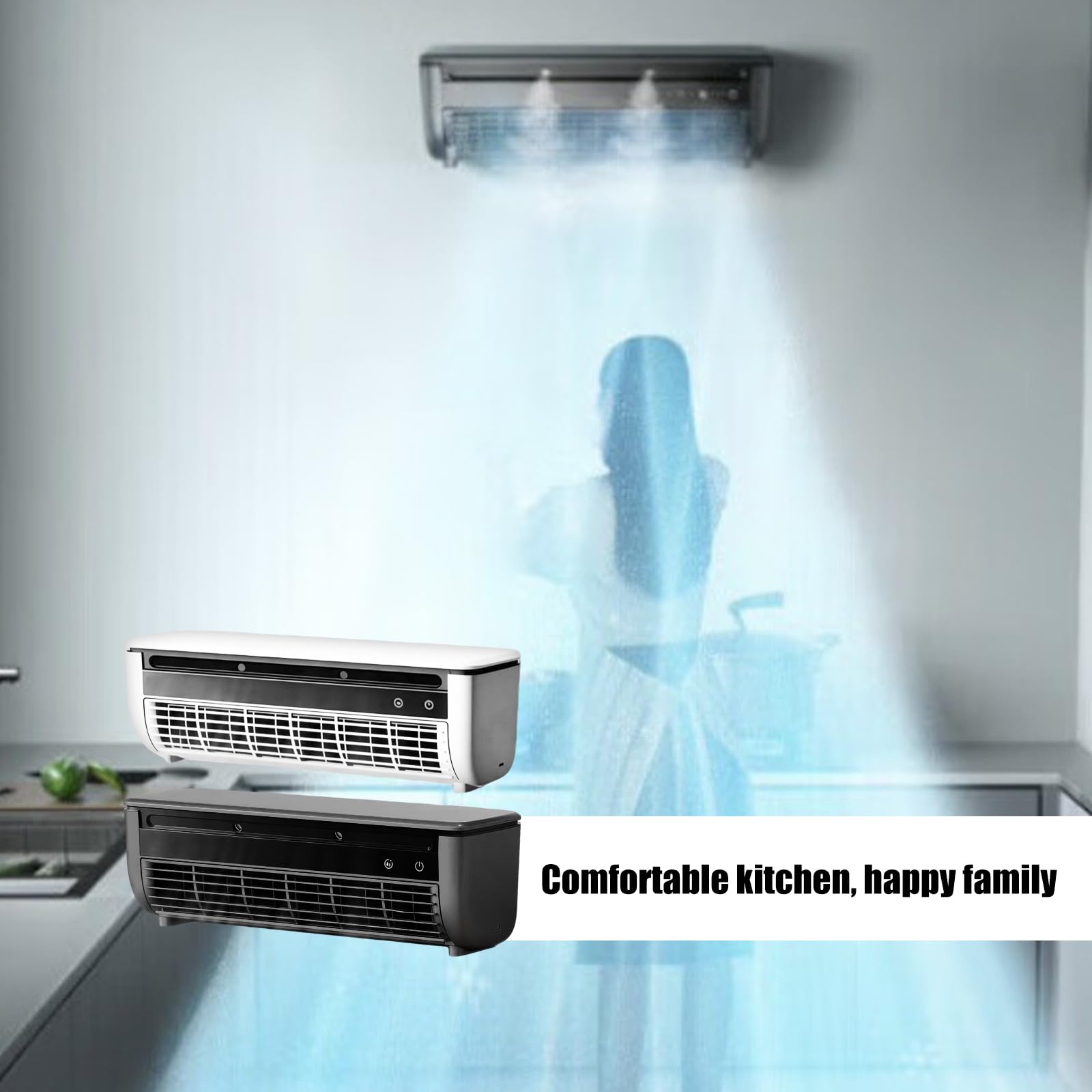 ZHORCIN Small M-ini Split Air-Conditioner, Ductless AC Unit, Wall Mounted Air-Conditioner No Window, with Remote Control, 3 Speed, for Kitchen & Bedroom Use - Detailed View
