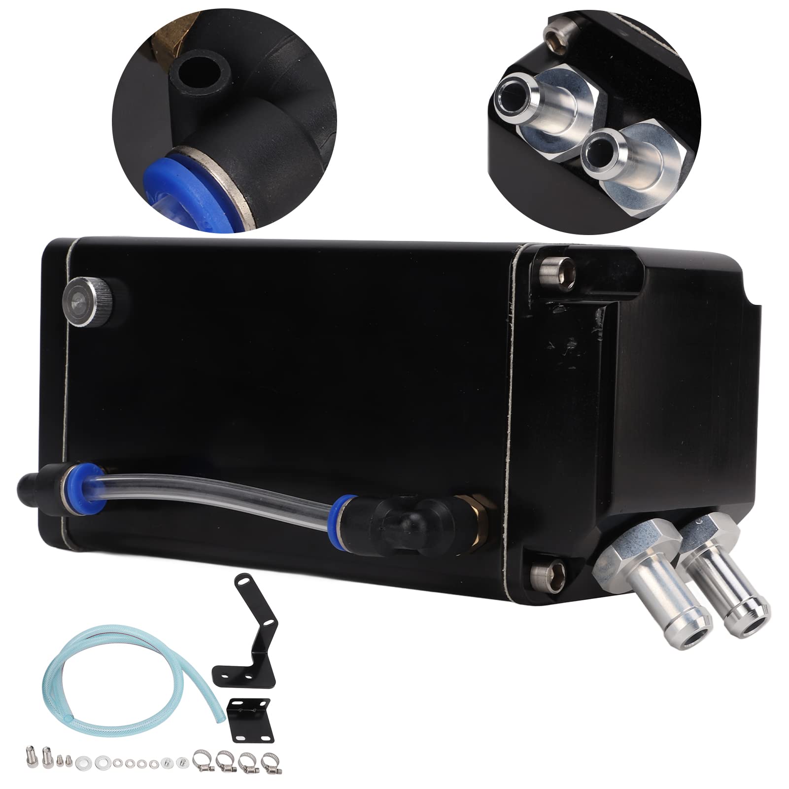 Tbest Oil Catch Tank Kit, Motoröl Catch Can Kit 750ml Fassungsvermögen Aluminiumlegierung Ersatz für Camaro(Schwarz)