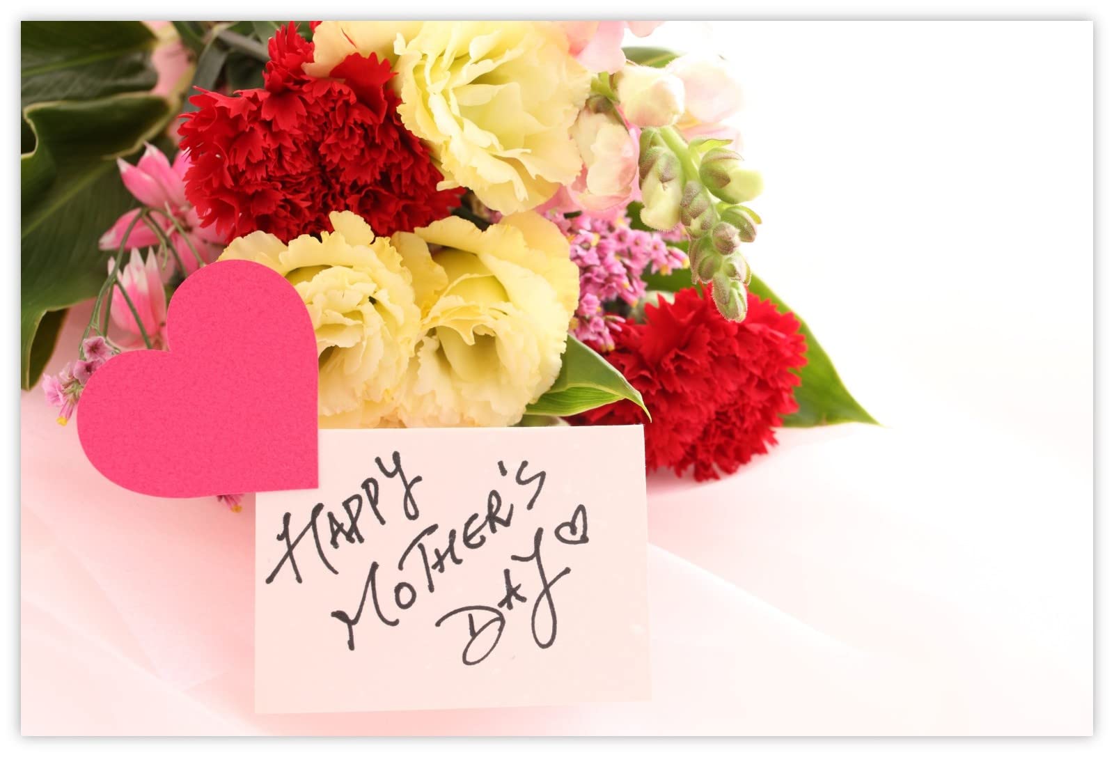 celloexpress Happy Mother's Day (Bouquet & Heart) Flower Message Cards - 55mm x 85mm - Mother's Day Florist Card Gift Notes (Pack of 100) โ image 1