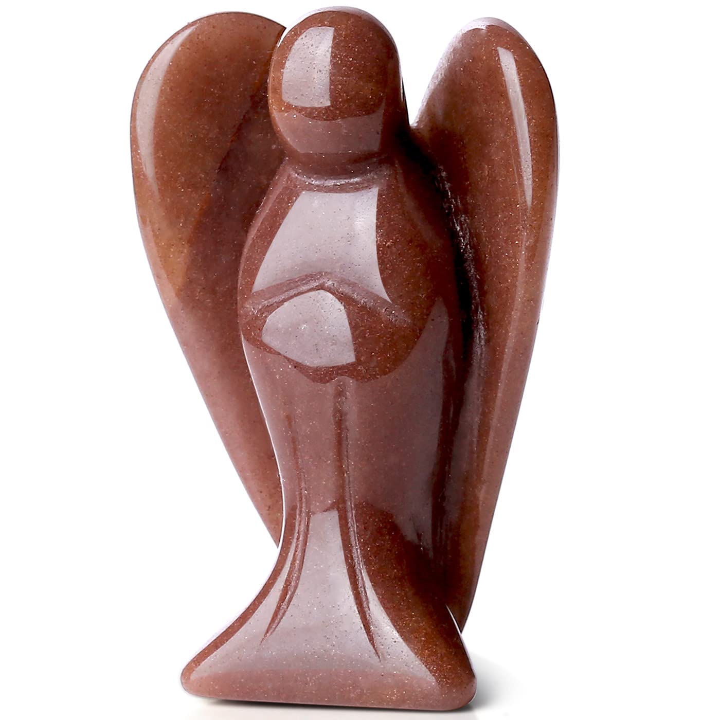 QINJIEJIE Cherry Quartz Angel Decor Crystals Carved Pocket Guardian Healing Crystal Polished Gemstone Statue Peace Cute Figurine Meditation Protect Spiritual Gift for Angel Lover