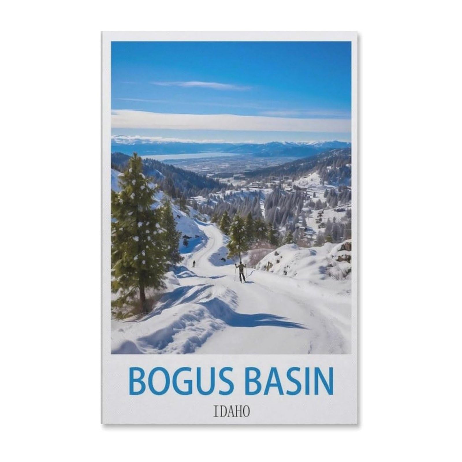 Puzzles for Adults Jigsaw Puzzles 1000 Pieces for Adults Kids，Bogus Basin Idaho Vintage Travel Poster，Artwork Intellective Educational Toys Gifts（75x50cm）-E69