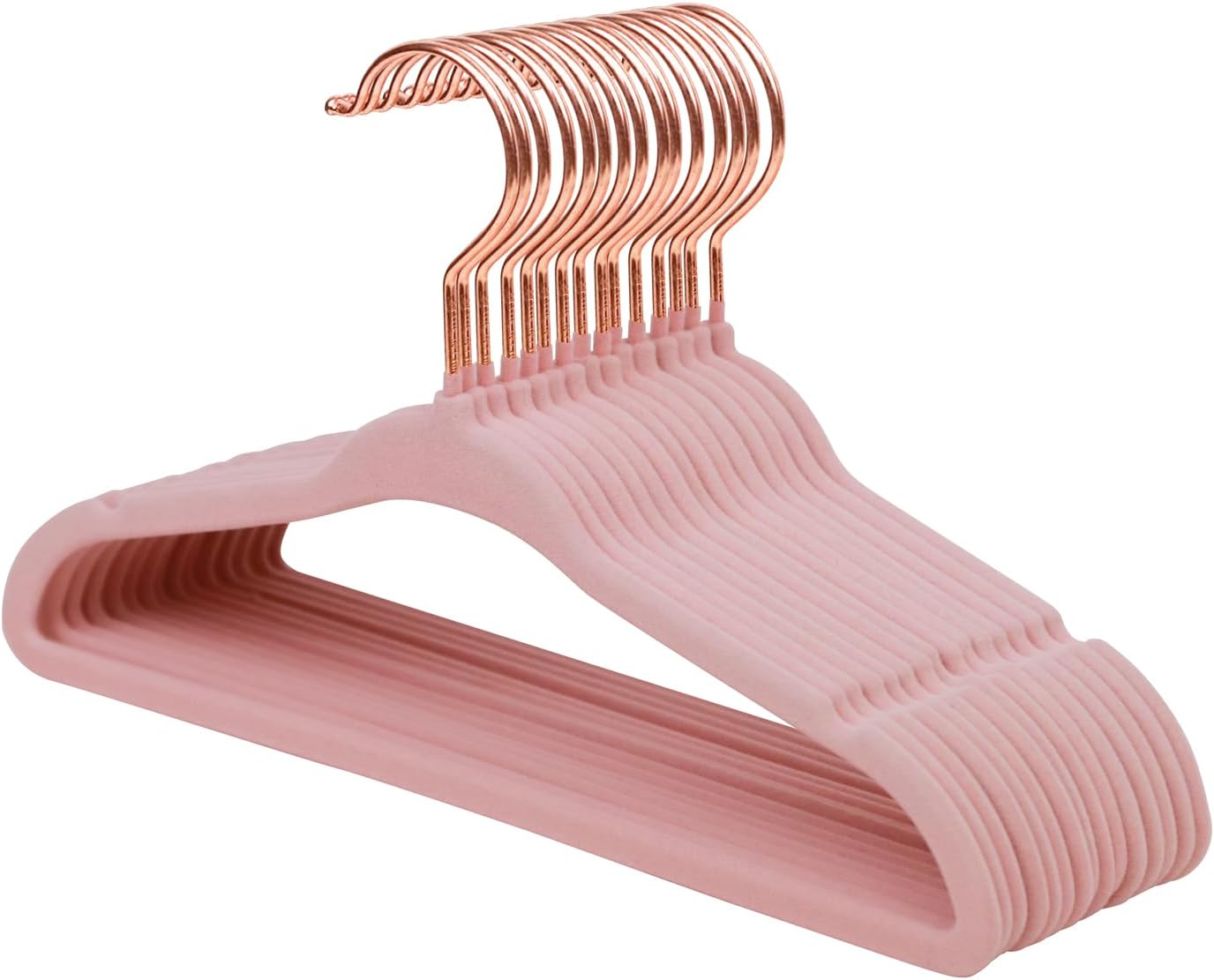 ManGotree Lot de 15 cintres en velours pour bébé avec crochet pivotant à 360° en or rose, cintres antidérapants pour enfants, cintres ultra fins permettant d&rsquo;économiser de l&rsquo;espace pour enfants (rose pâle)