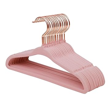 ManGotree Kids Velvet Hangers with Rose Gold Hook, 11